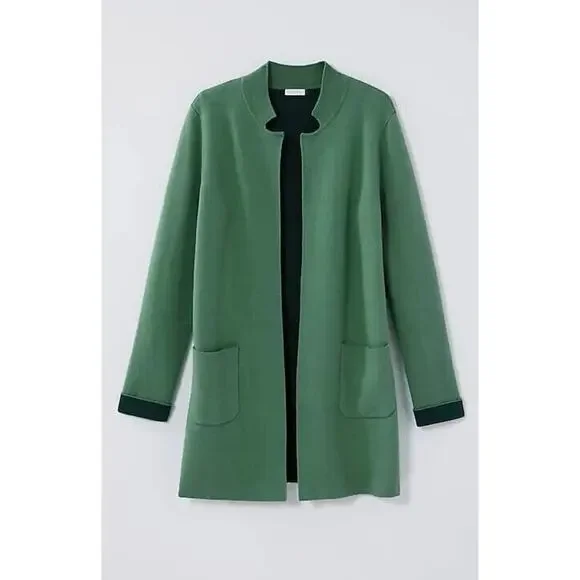 NWT J. Jill Majestic Open Front Cardi Sweater Cardigan Green MP Medium Petite - Picture 11 of 14